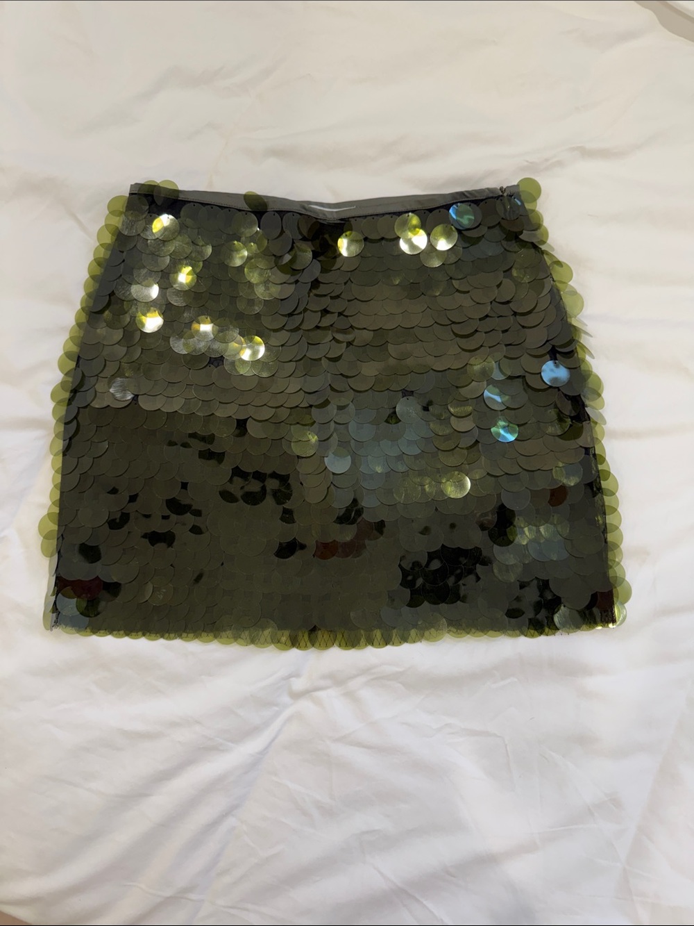 Zara Olive Green Sequin Mini Skirt
